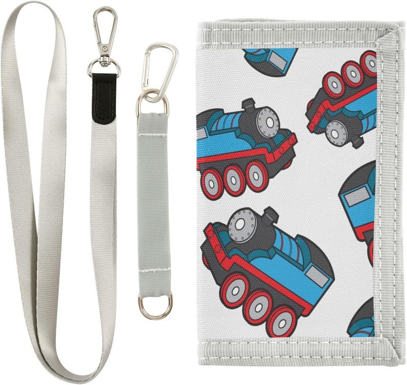Krafig Cute Train Pattern Kids Wallets for Boys Girls, Toddler Trifold Wallet for Boys, Novelty Wallet for Childrens, Coin Case Card Pocket Money Organizer for Teens Youth Men Teenager - Image 1